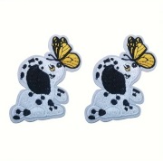 NASZYWKA NAKLEJKA ŁATKA MAŁY PIES Z MOTYLEM ZESTAW 2 SZTUKI