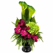 Kompozycja nagrobna do wazonu na grób cmentarz fuksja zieleń