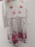 Nowa sukienka kwiaty i bolerko motylki 116/122