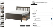 IKEA IDANÄS Łóżko z szufladami + dno materaca+ nowy materac 140x200 cm