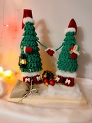 Choinka , dwie choineczki , ozdoby świąteczne ze sznurka 