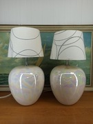 Zestaw 2 dekoracyjnych lamp stołowych – perłowe bazy + abażury z wzorem