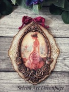 Dekoracyjny medalion z różami Prowansja vintage shabby chic decoupage