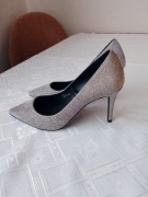 Nietuzinkowe eleganckie szpilki pantofle r 38 dł wkładki 24 cm Nowe 