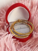 Przepiękne kolczyki kółka błyszczące kolczyki koła stal kolor złoty okazja