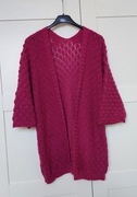 Sweter narzutka kardigan śliwka ażurowa Made In Italy roz. Uniwersalny