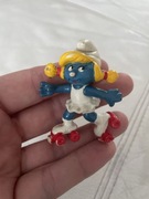 Rzadka figurka gumowa Smerfetka na wrotkach