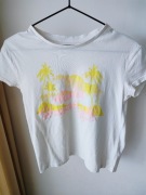 Bluzka dziewczęca 146/152 biała t-shirt lato palmy nadruk HIT