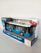 Niebieski autobus z dźwiekiem i światlami,otwierane drzwi