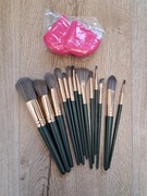 Nowe! Zestaw 14szt pędzle do makijażu + 2 płaskie gąbeczki