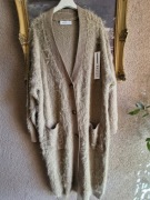 Sweter damski długi kardigan beżowy/fango Bastet