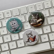 Zestaw 3 przypinek (koty i książki) 38mm