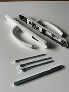 Klamka dwustronna drzwiowa drzwi balkonu długi szyld biała 92mm rozstaw