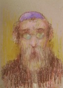 PORTRET ŻYD pastel olejny 28x20cm