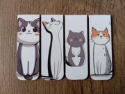 4 zakładki magnetyczne do książek. Koty na białym tle