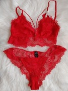 ESOTIQ piękny nowy czerwony koronkowy komplet,rozmiar M/L