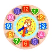 Drewniany zegar sorter z koralikami do nawlekania