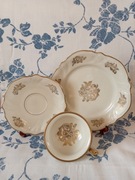 Antyczne TRIO filiżanka Rosenthal Miramar ecru złote RÓŻE