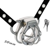 Mały stalowy pas cnoty klatka na penisa + pasek podtrzymujący oring 50mm