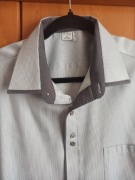 Koszula męska w paski krótki rękaw slim XL 43-44