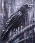 Obraz akrylowy ręcznie malowany "Kruk" 50x60cm.