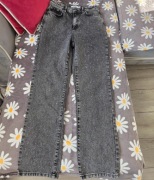 Jeansy damskie NA-KD S 36 szare cyrkonie wysoki stan ozdobne