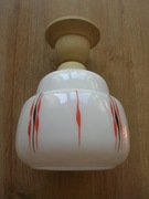 stara lampa sufitowa żyrandol biały mleczny klosz wzory retro vintage PRL