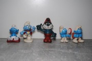 Smerf Stare gumowe figurki Smerf Papa Smerf PRL 5 szt
