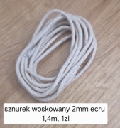 Sznurek woskowany ecru 2 mm 1,4 m do bransoletek naszyjników makrama