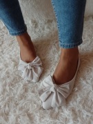 (39/40) Szare baleriny wieczorowe z kokardą , NOWE 