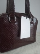 Zara mała torebka burgund lakierowana wężowa nowa metka