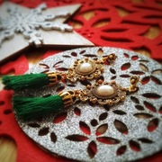 kolczyki w stylu retro z perłą i chwostem