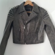 Amisu vintage kurtka ramoneska ze skóry naturalnej koziej ćwieki 34