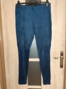 68 Zamszowe granatowe spodnie rurki legginy rozmiar L