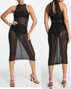 Czarna sukienka midi bez rękawów o fasonie bokserki ASOS DESIGN  r.34