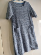 Niebieska biała melanż sukienka z kieszeniami Tom Taylor 44 XXL 