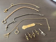 Stare zabytkowe dewizki+ kluczyki zegarków kieszonkowych