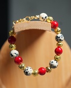 bransoletka z kamieni naturalnych i lawy wulkanicznej jaspis dalmatyński