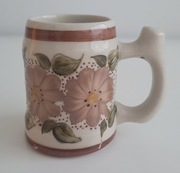 Mały kufelek ręcznie malowany fajansowy w stylu Włocławek