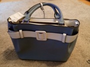 Torebka L.Credi Munich błękitna biały pasek NOWA z metką do ręki elegancka 