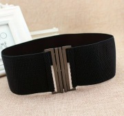 Czarny pasek damski na szerokiej gumie 