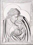 Święta Rodzina nowoczesny srebrny obraz na drewnie Thilia Argenti 22x27 cm