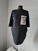 Szachownica sukienka tunika czarna S/M 36/38