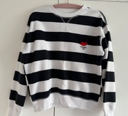 H&M bluza Paris w granatowo-białe pasy paski XS oversize 