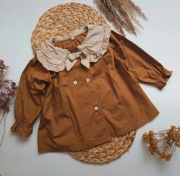 Płaszczyk kurteczka 92 vintage oldschool brązowa z kołnierzem kołnierzykiem