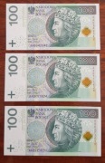 Banknoty 100zł serii AA - stan UNC (cena za 1szt)
