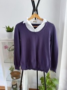 Bawełniany fioletowy sweterek z kołnierzykiem