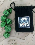 Zestaw kości do gry RPG od K3 do K20. Pięć kolorów do wyboru