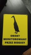 Tabliczka ostrzegawcza OBIEKT MONITOROWANY BIEGUSY + GRATIS