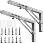 Zestaw 2 składanych wsporników półek 30 cm – stalowe, srebrne, do 200 kg